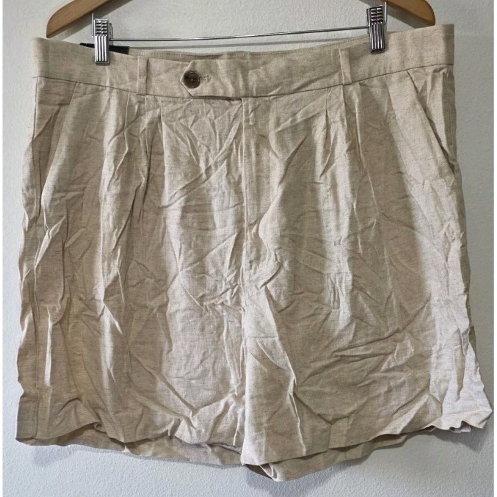 NWT Banana Republic Womens 18 Linen Blend Shorts Beige Lightweight Causal